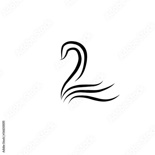 Fototapeta Naklejka Na Ścianę i Meble -  Hand Drawn Logo Of Black Swan