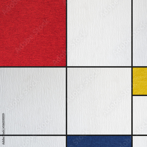 Abstract composition with colored rectangles.