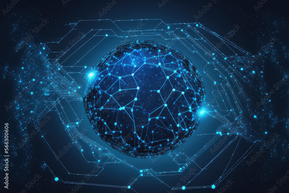 blue digital technology network background made by generative ai blue digital technology network background made by generative ai