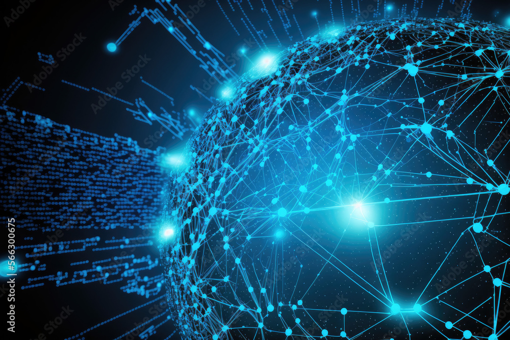 Obraz premium blue digital technology network background made by generative ai