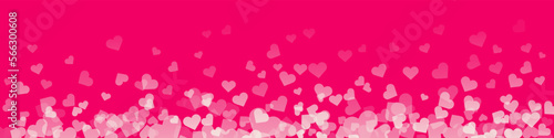 Valentines day background design with white heart stickers scattered on pink background. Vector background EPS 10