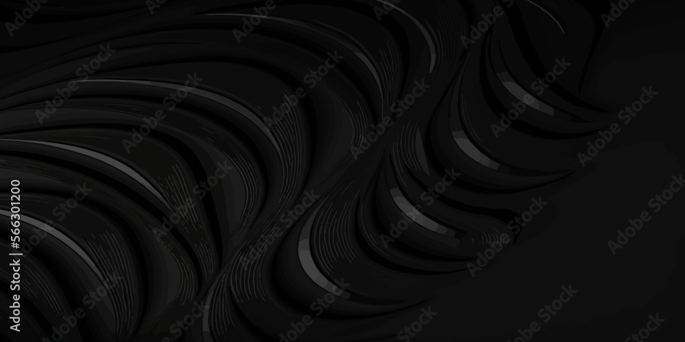 Abstract black wave paper cut design. Background for banners, posters, flyers, book covers and other design. Abstract black wave layers paper cut cover design. black background. Abstract black wave paper cut design. Background for banners, posters, flyers, book covers and other design. Abstract black wave layers paper cut cover design. black background.