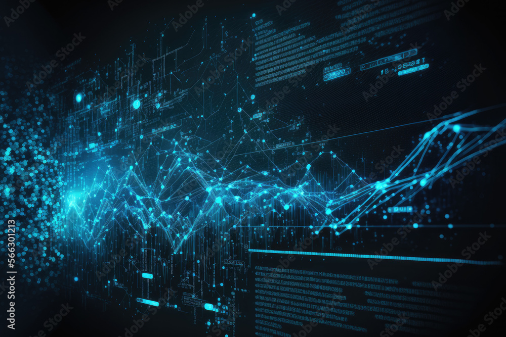 Obraz premium blue digital data chart for finance made by generative ai
