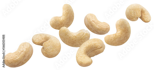 Flying delicious cashew nuts cut out photo
