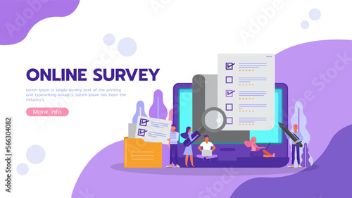 Online survey concept. Business People character vector design. For landing page, web, poster, banner, flyer and greeting card.