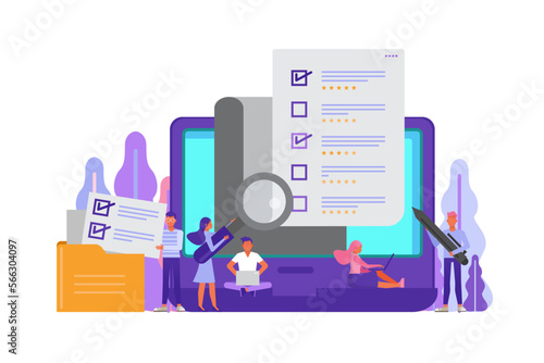 Online survey concept. Business People character vector design.