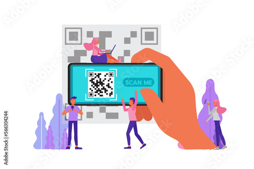 Scan qr code concept. Business People character vector design.