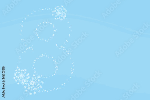 Number eight 8. Greeting card with white dandelion and fluffy seeds