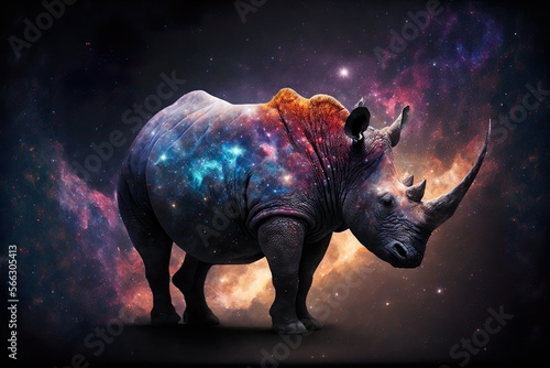 Rhinoceros Big five animals African wildlife. Digital Art Generated AI