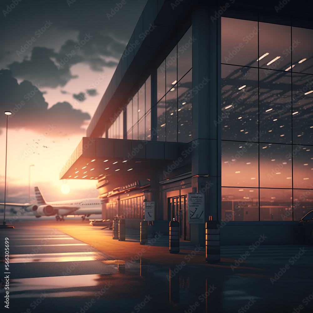 Sunset in the city Airpor, Generate ai Sunset in the city Airpor, Generate ai