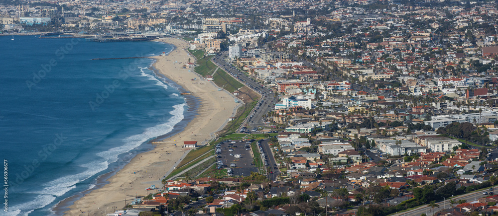 Φωτογραφία Redondo Beach and Torrance Beach shoreline, aerial view, Los Angeles County, Southern California