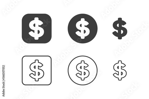 Money sign icon design 6 variations. Isolated on white background.