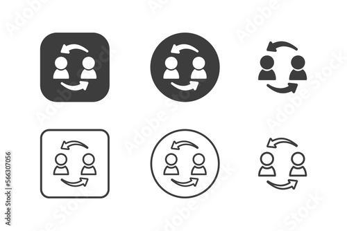 Consumer to Consumer: C2C icon design 6 variations. Isolated on white background.