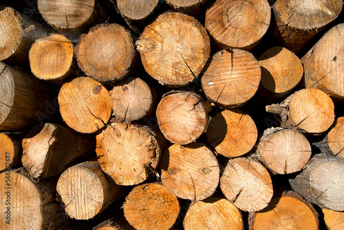 Pile of wood. Wood cut and stacked  prepared for a wood burning stove.