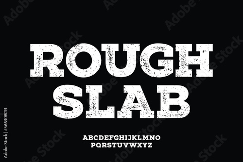 Bold rough slab font vector