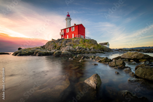 Fisgard Lighthouse, Fort Rodd Hill, Victoria BC Canada, Beautiful Sunrise, Sunset Long Exposure Landscape, BC Parks photo