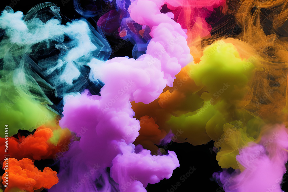 Fototapeta premium Colorful smoke with black background