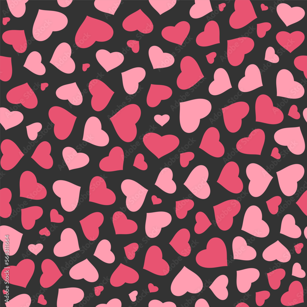 Abstract seamless pattern of magenta hearts on gray background. Image for a poster or cover. Vector illustration. Repeating texture. Figure for textiles Abstract seamless pattern of magenta hearts on gray background. Image for a poster or cover. Vector illustration. Repeating texture. Figure for textiles