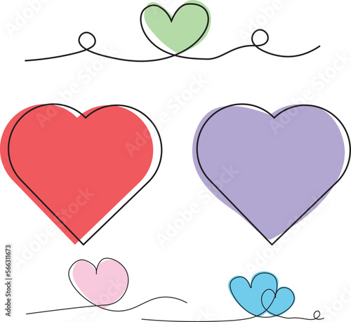 Heart Abstract modern graphic elements,Heart doodle line set,  Abstract blot shape. Liquid organic shape elements in flat style, SVG Vector
