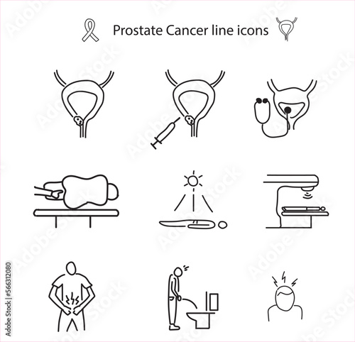 Prostate Cancer line icons vector illustration