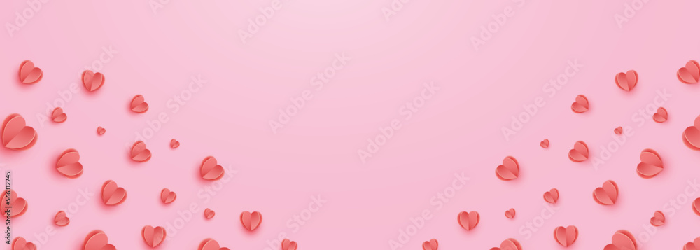 Valentines hearts banner. Symbols of love in shape of heart for Happy Women's, Mother's, Valentine's Day, birthday greeting card design.