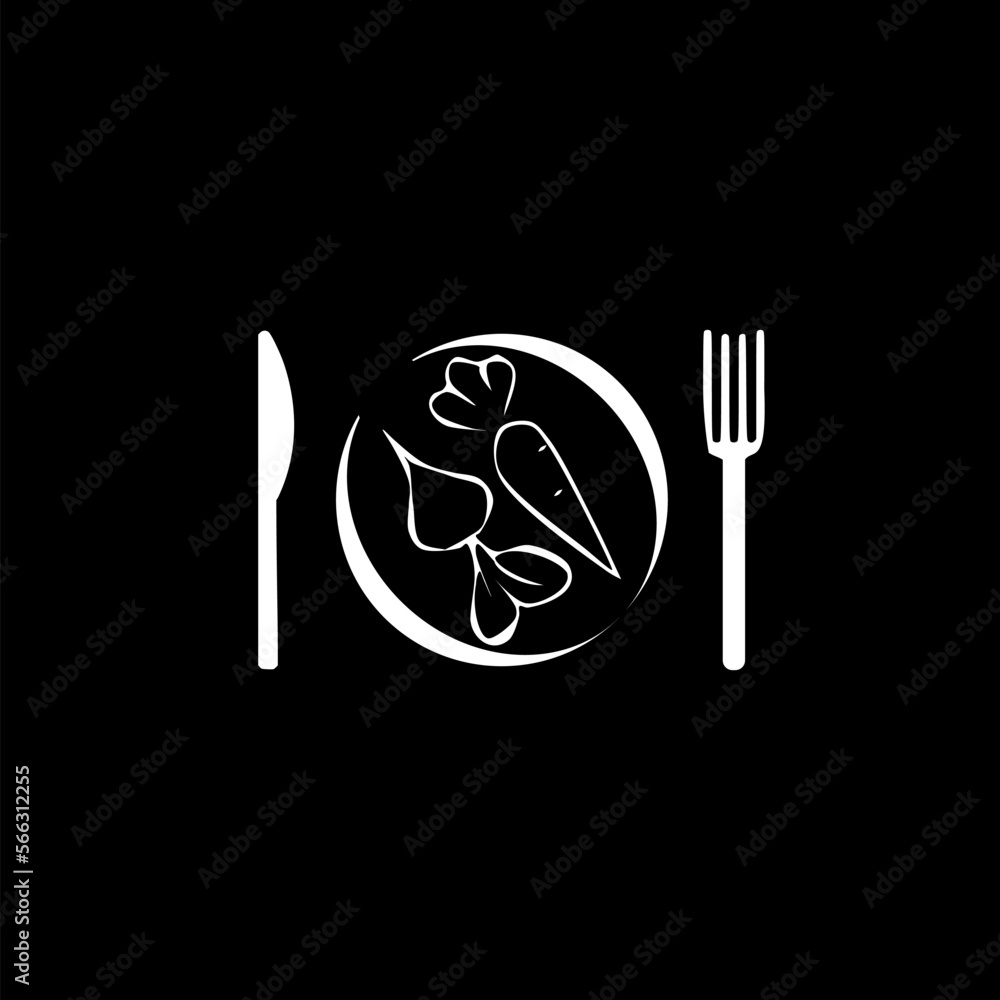 Healthy food icon in flat icon isolated on black background. Healthy food icon in flat icon isolated on black background.