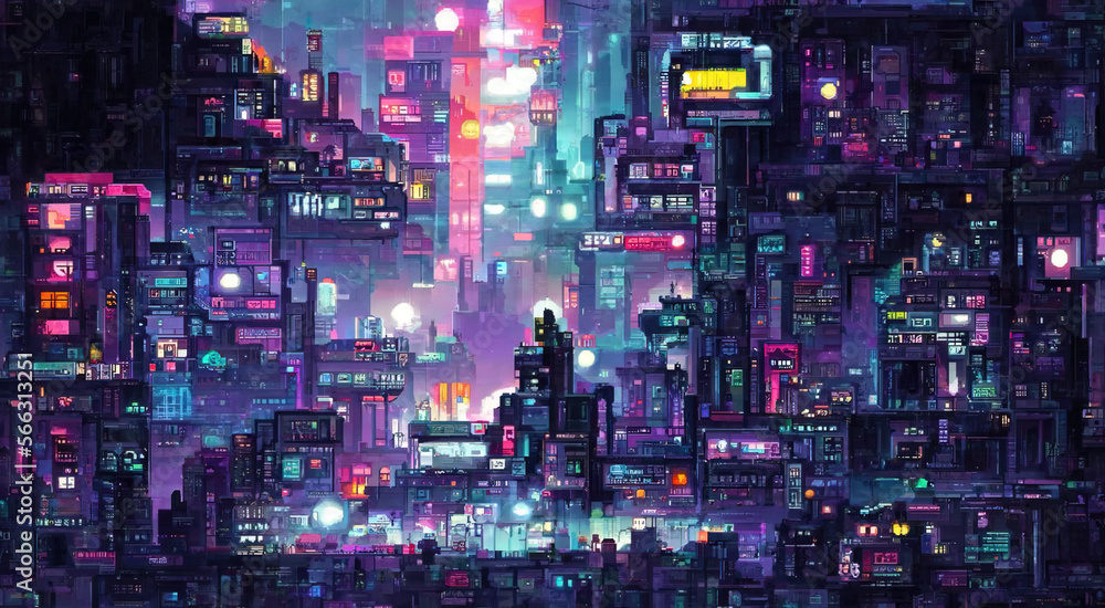 Cyberpunk City Background Art – Made With AI