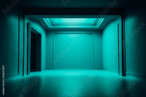 empty turquoise big room degradade