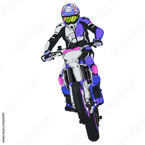 biker on motorcycle super moto racing motor cross photo