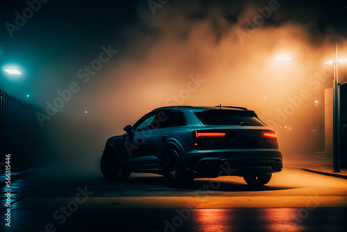 long exposure cars in English car park at night © v.senkiv