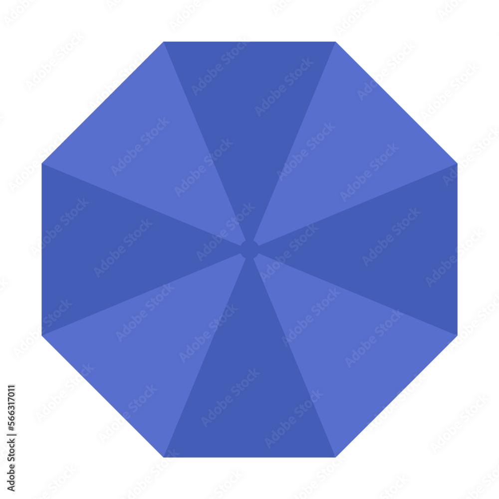 Blue beach umbrella, furniture for outdoor rest. Vector illustration. Top view. Holiday, rest, design concept Blue beach umbrella, furniture for outdoor rest. Vector illustration. Top view. Holiday, rest, design concept