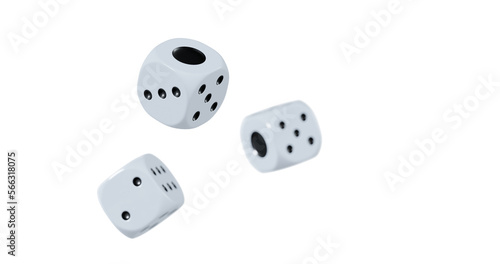 3d render of isolated dice for casino or gambling concept  transparent background in png format.