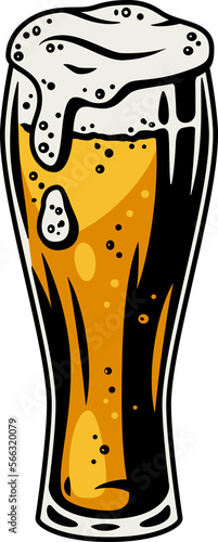 Colored beer mug with foam retro bar and pub menu. Tipes of glasses for bavarian october festival