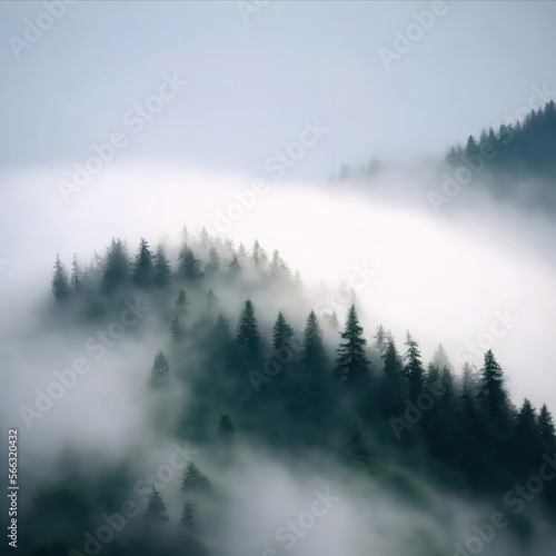 Fog in the mountains, generative ai backdrop © Olena Panasovska