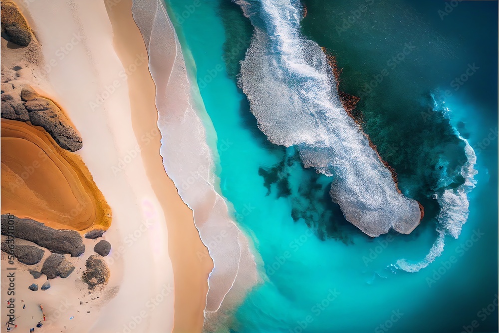 Spectacular drone photo of beach for refreshing and calmness concept. Generative AI
