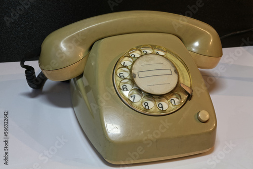 old telephone on table