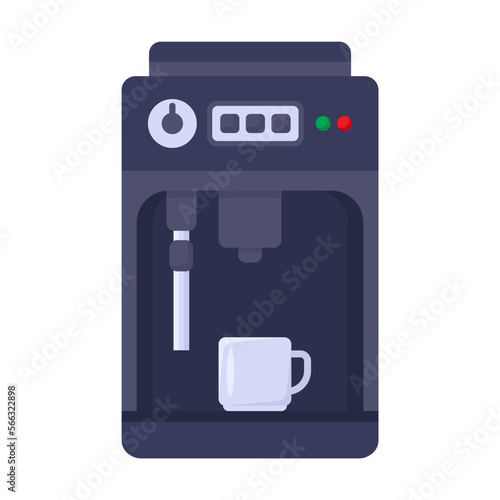 Modern coffee machine for making invigorating drinks. Electronic appliances for home vector illustration. Household, technology concept