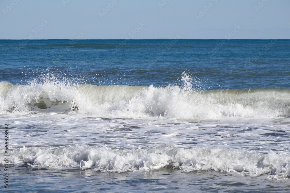 Striking scene of waves breaking on the sand of a Spanish beach
Striking scene of waves breaking on the sand of a Spanish beach