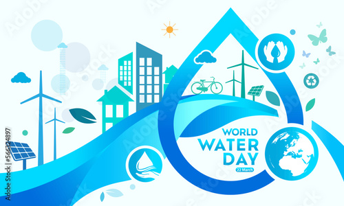 world water day , save the water Logo design template