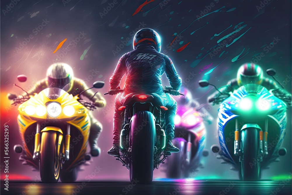 Obraz premium Illustration of motorcycling race - Stylized - Created with Generative Ai Technology
