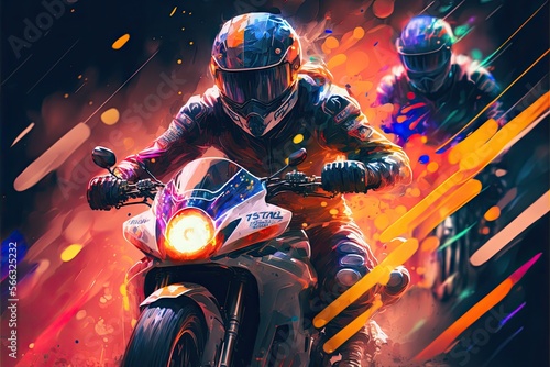 Illustration of motorcycling race - Stylized - Created with Generative Ai Technology © Rieth