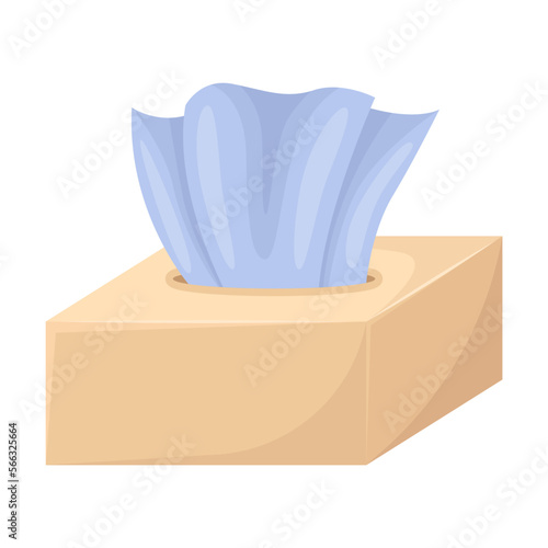 Drawing of wet wipes box isolated on white background. Treatment of colds and flu vector illustration. Health concept