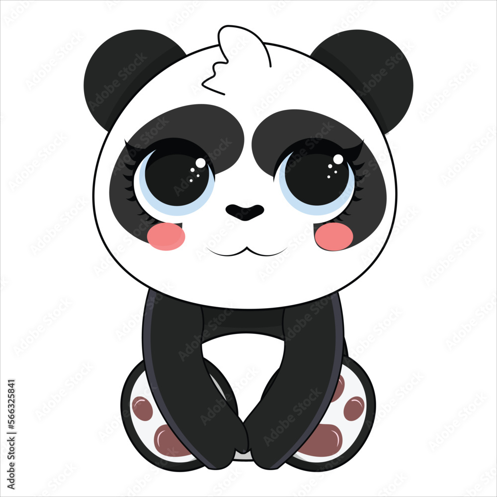 Fototapeta premium Cute baby panda bear on a white background. Vector illustration.