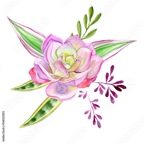 Watercolor bouquet isolated on white background.