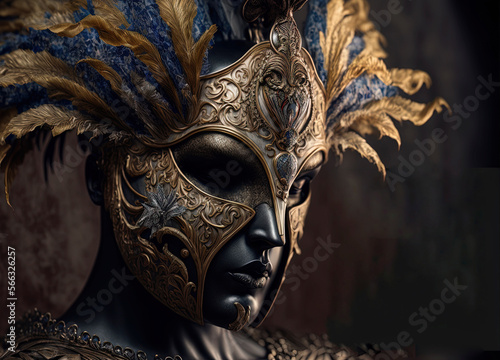 Stunning Ultra realistic and detailed Venice Carnival mask for website design and projects, brochures, templates, banners. Ai generated art © Shootdiem