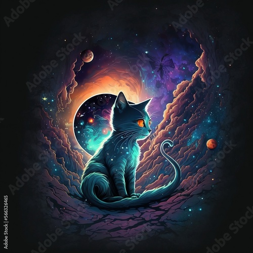 Cosmic Cat: A Purrfectly Out of This World Logo (Generative AI) photo