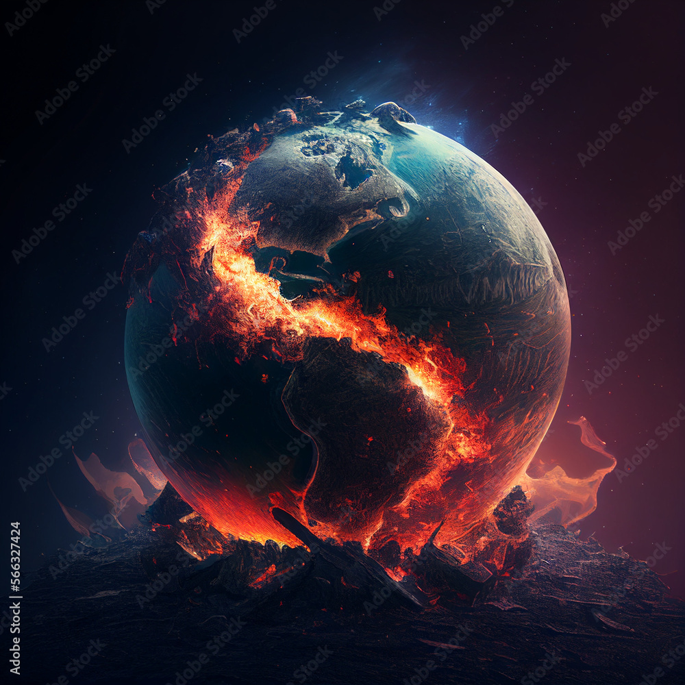 Dystopian Earth: A Planet at the End of Its Existence - A Generative AI Illustration Stock
