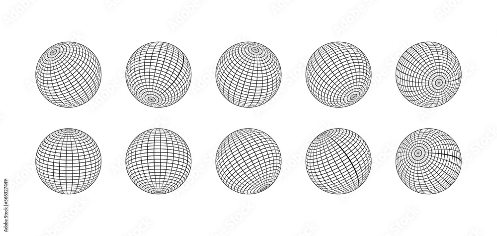 Globe grid. 3d stripped spheres. Earth work in different angles. Vector EPS 10 Globe grid. 3d stripped spheres. Earth work in different angles. Vector EPS 10