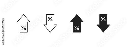 Arrow icon with percent up and percent down. Interest rate sign. Vector EPS 10