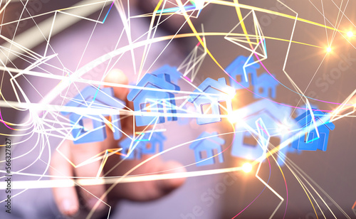 home choice Big data and artificial intelligence concept. Machine learning and cyber mind domination